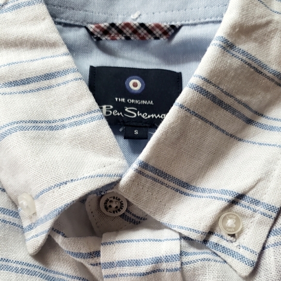 Ben Sherman Bright White Linen Blend Button Down Shirt - Picture 4 of 8